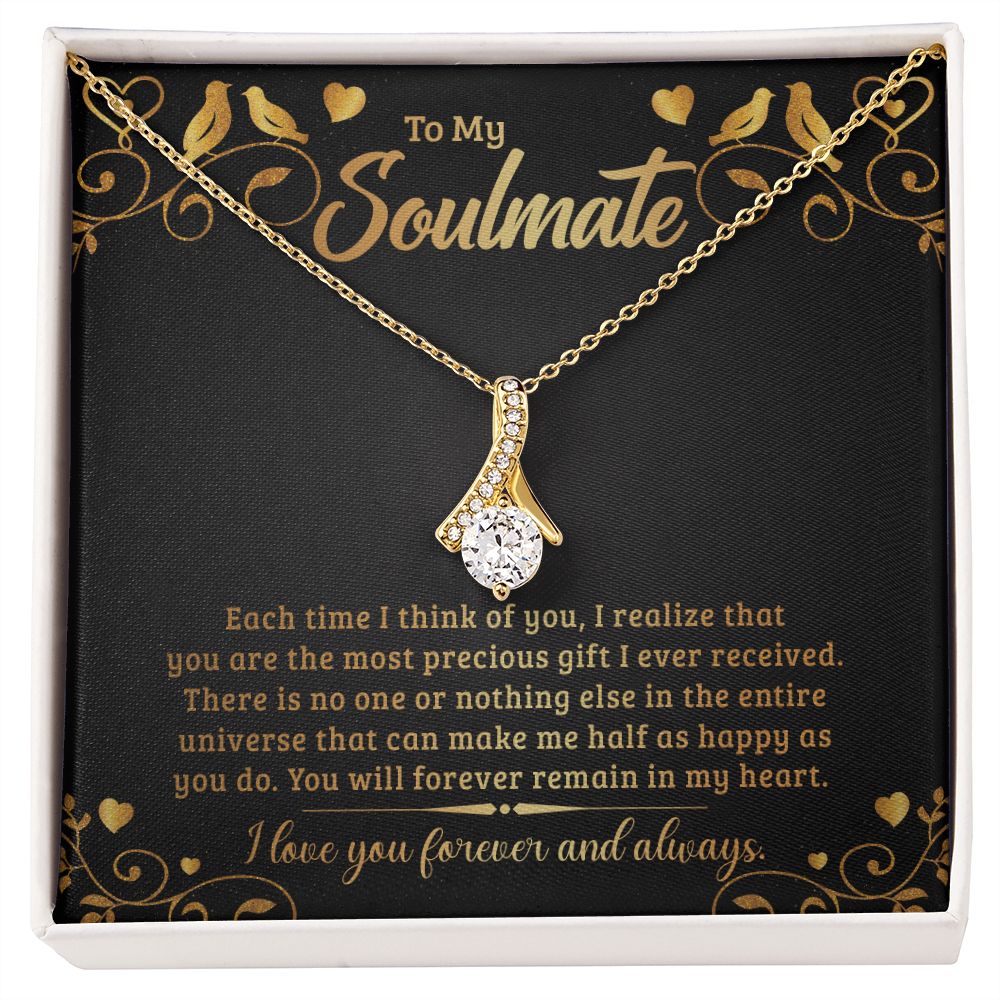 To My Soulmate Each Time I Think of You Alluring Ribbon Necklace Message Card-Express Your Love Gifts