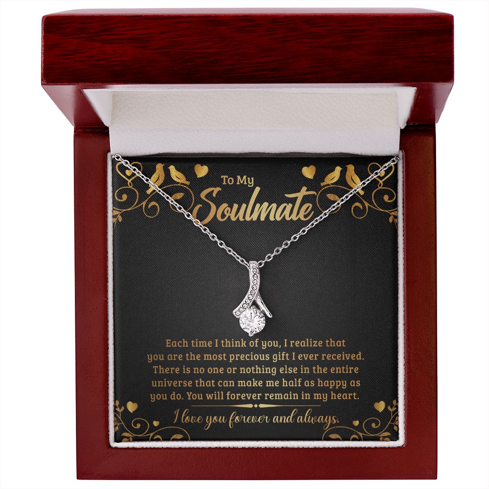 To My Soulmate Each Time I Think of You Alluring Ribbon Necklace Message Card-Express Your Love Gifts