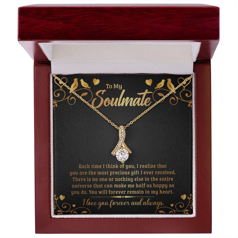 To My Soulmate Each Time I Think of You Alluring Ribbon Necklace Message Card-Express Your Love Gifts