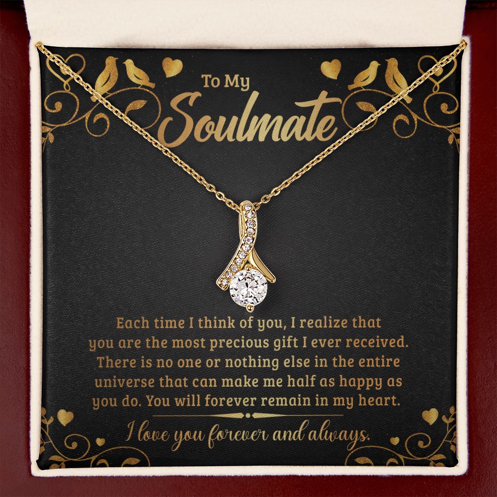 To My Soulmate Each Time I Think of You Alluring Ribbon Necklace Message Card-Express Your Love Gifts