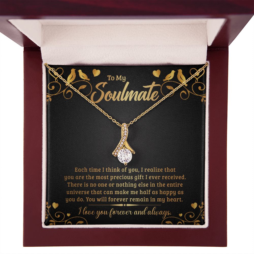 To My Soulmate Each Time I Think of You Alluring Ribbon Necklace Message Card-Express Your Love Gifts