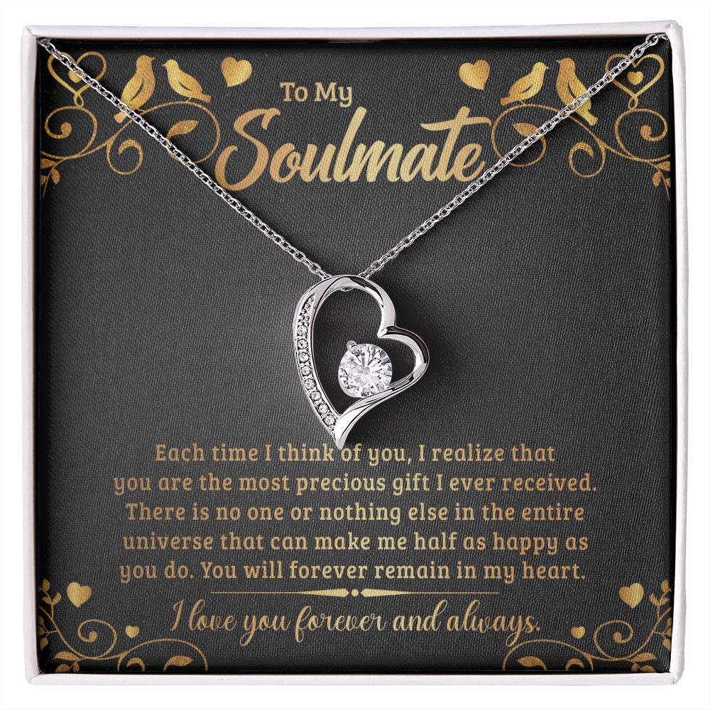 To My Soulmate Each Time I Think of You Forever Necklace w Message Card-Express Your Love Gifts