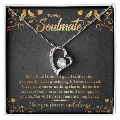 To My Soulmate Each Time I Think of You Forever Necklace w Message Card-Express Your Love Gifts
