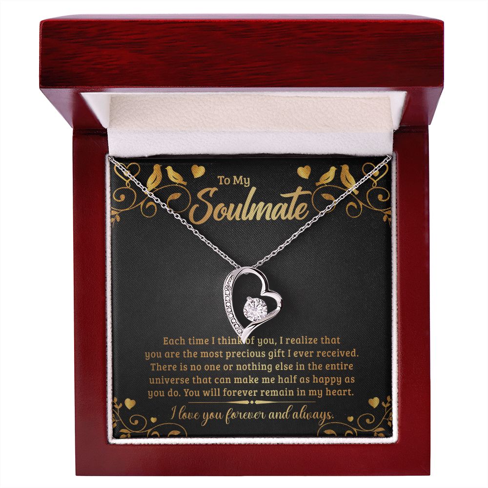 To My Soulmate Each Time I Think of You Forever Necklace w Message Card-Express Your Love Gifts