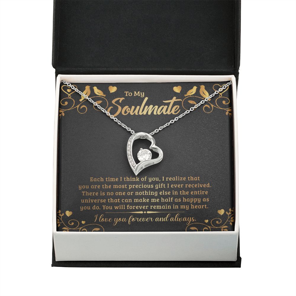 To My Soulmate Each Time I Think of You Forever Necklace w Message Card-Express Your Love Gifts