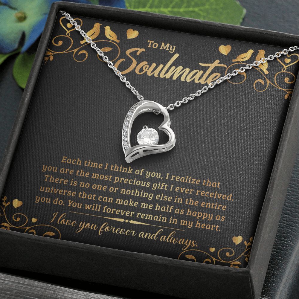 To My Soulmate Each Time I Think of You Forever Necklace w Message Card-Express Your Love Gifts