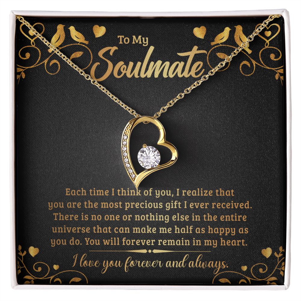 To My Soulmate Each Time I Think of You Forever Necklace w Message Card-Express Your Love Gifts