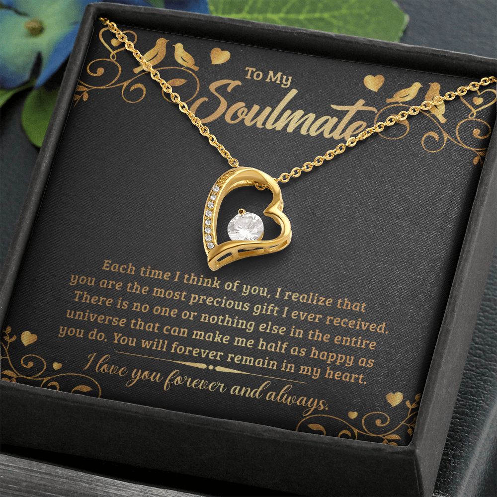 To My Soulmate Each Time I Think of You Forever Necklace w Message Card-Express Your Love Gifts