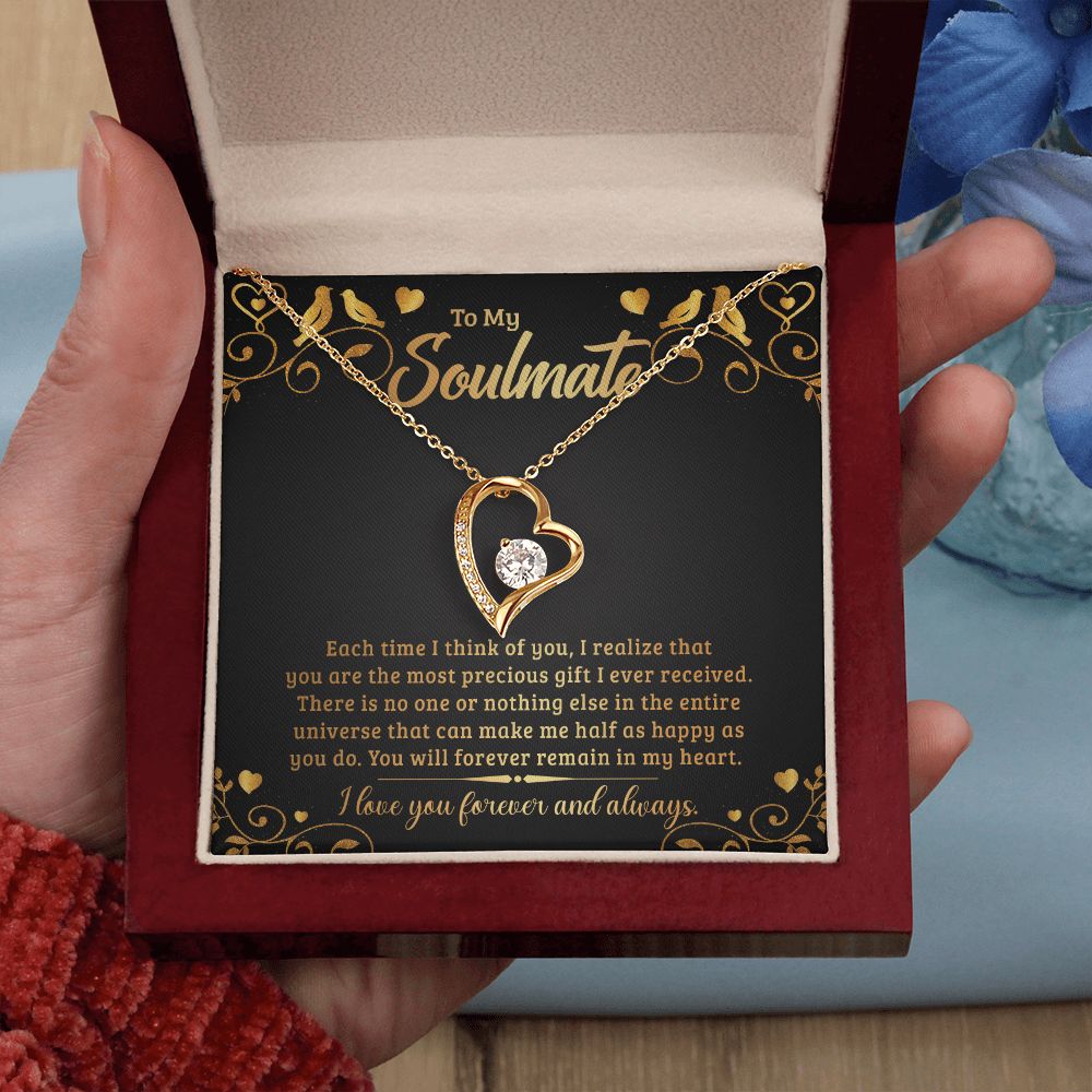 To My Soulmate Each Time I Think of You Forever Necklace w Message Card-Express Your Love Gifts