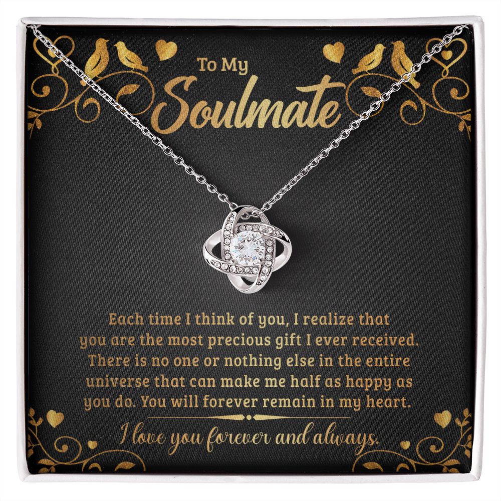 To My Soulmate Each Time I Think of You Infinity Knot Necklace Message Card-Express Your Love Gifts