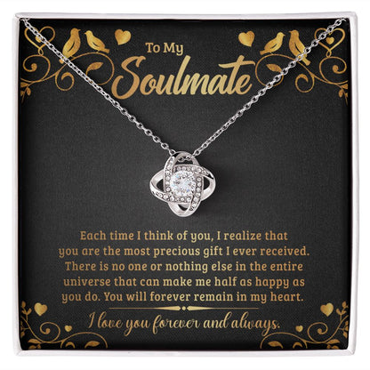 To My Soulmate Each Time I Think of You Infinity Knot Necklace Message Card-Express Your Love Gifts