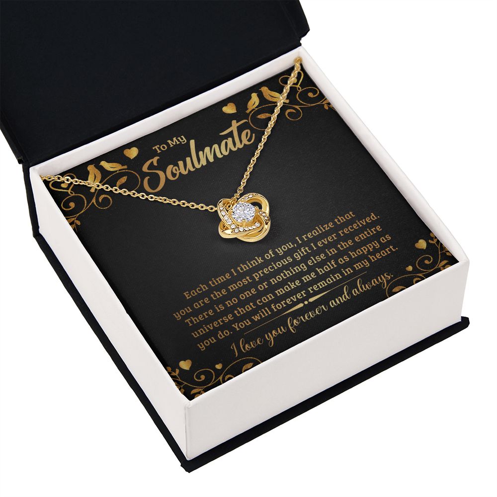 To My Soulmate Each Time I Think of You Infinity Knot Necklace Message Card-Express Your Love Gifts