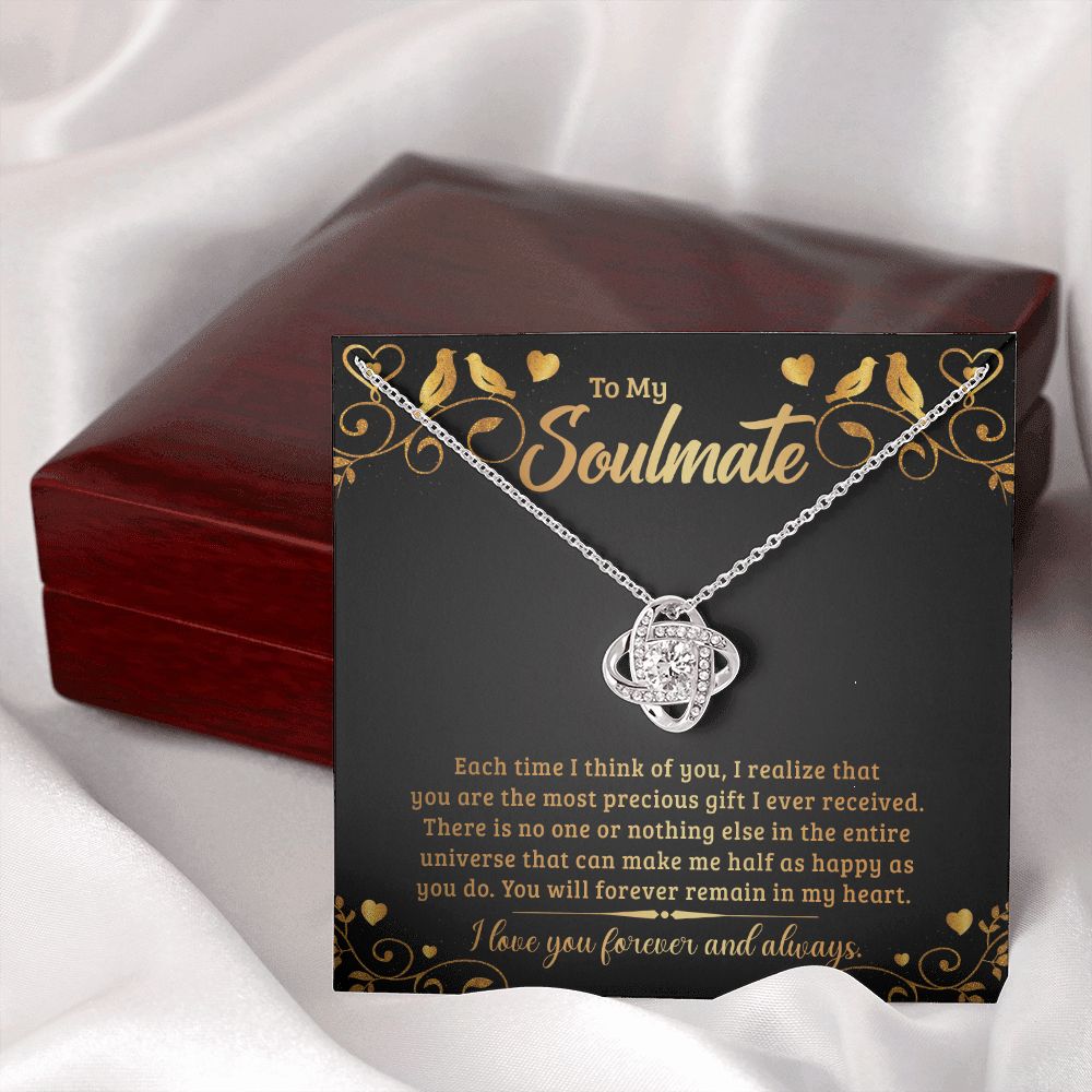 To My Soulmate Each Time I Think of You Infinity Knot Necklace Message Card-Express Your Love Gifts