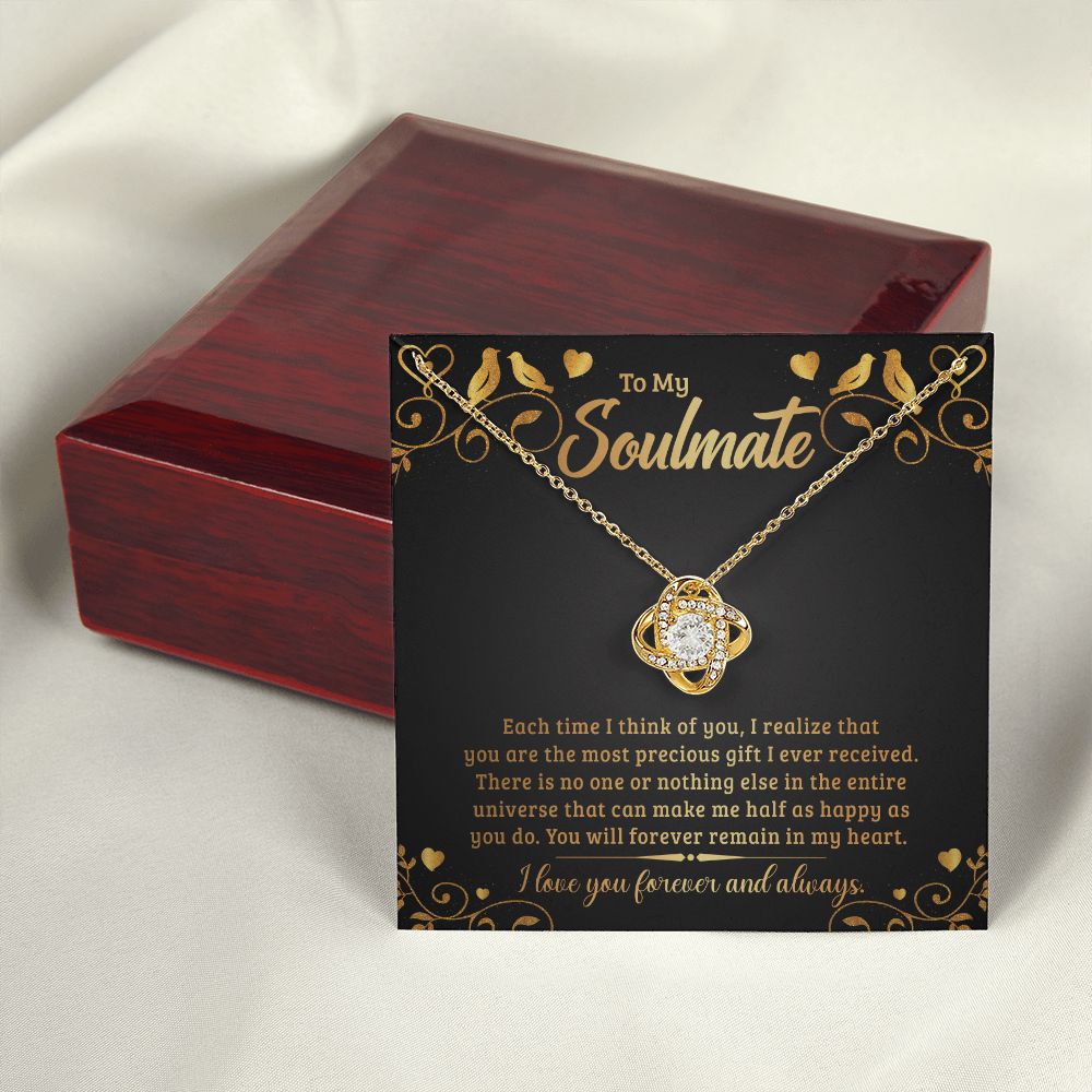 To My Soulmate Each Time I Think of You Infinity Knot Necklace Message Card-Express Your Love Gifts
