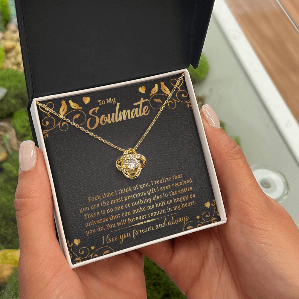 To My Soulmate Each Time I Think of You Infinity Knot Necklace Message Card-Express Your Love Gifts