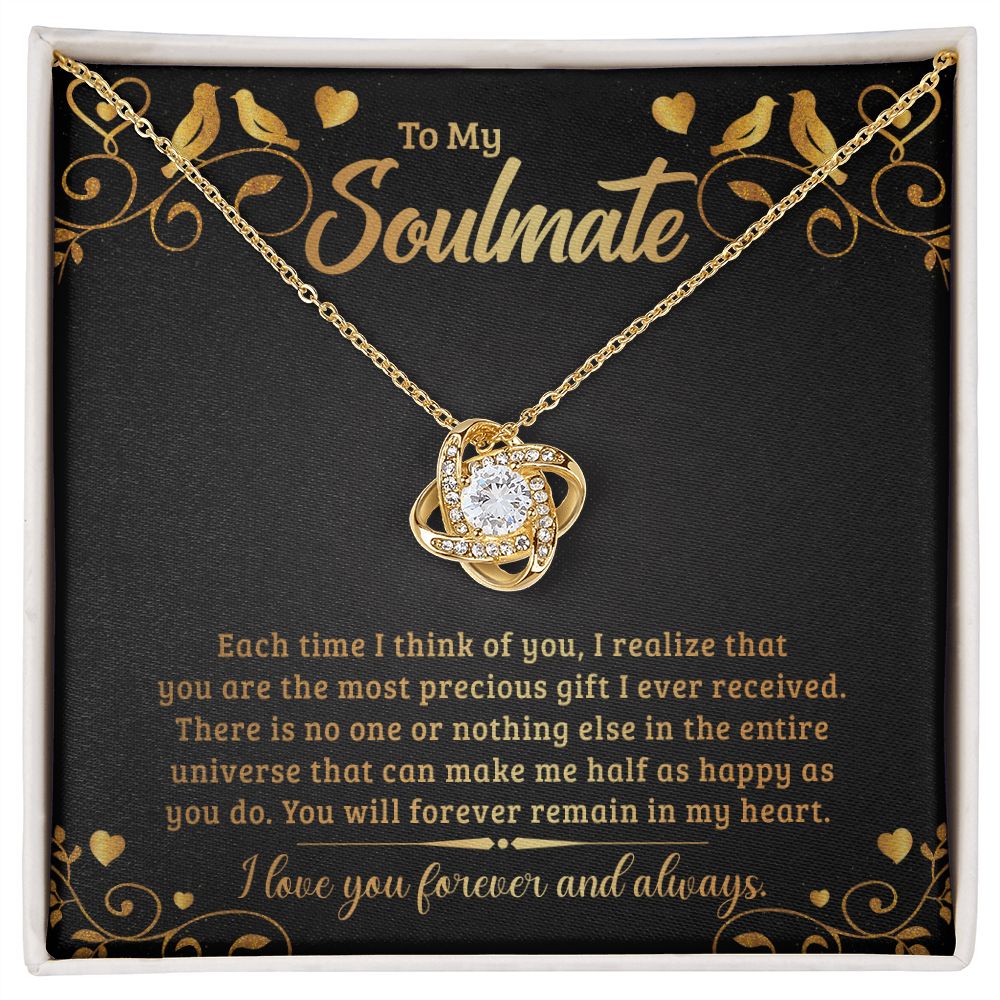 To My Soulmate Each Time I Think of You Infinity Knot Necklace Message Card-Express Your Love Gifts