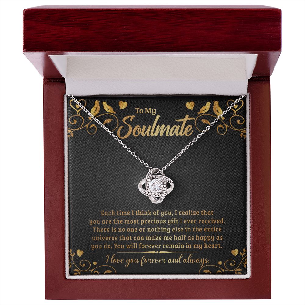 To My Soulmate Each Time I Think of You Infinity Knot Necklace Message Card-Express Your Love Gifts