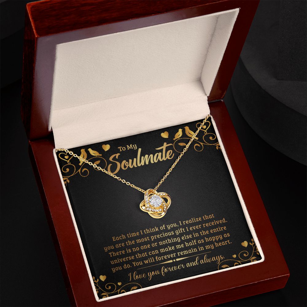 To My Soulmate Each Time I Think of You Infinity Knot Necklace Message Card-Express Your Love Gifts