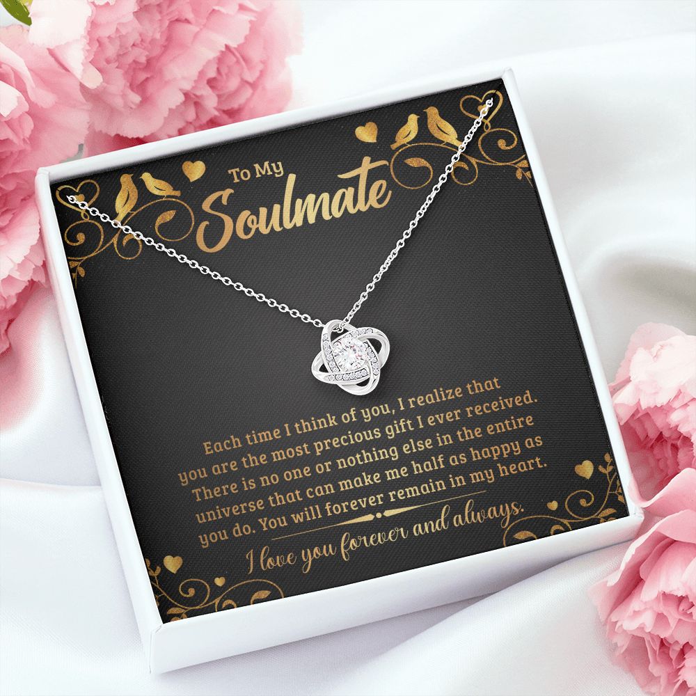 To My Soulmate Each Time I Think of You Infinity Knot Necklace Message Card-Express Your Love Gifts