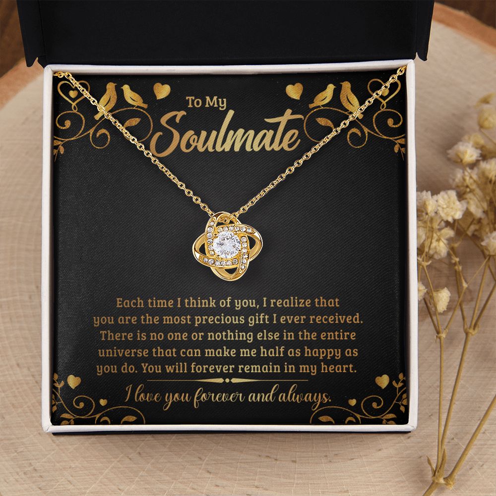 To My Soulmate Each Time I Think of You Infinity Knot Necklace Message Card-Express Your Love Gifts