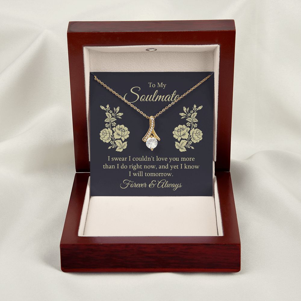 To My Soulmate I Swear I Couldn't Love You Alluring Ribbon Necklace Message Card-Express Your Love Gifts