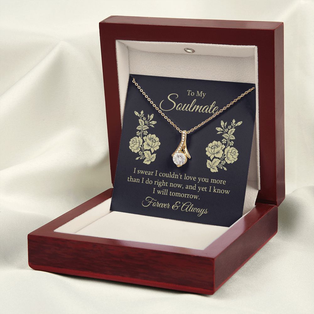 To My Soulmate I Swear I Couldn't Love You Alluring Ribbon Necklace Message Card-Express Your Love Gifts