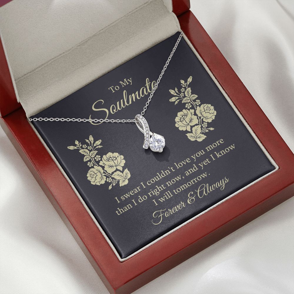 To My Soulmate I Swear I Couldn't Love You Alluring Ribbon Necklace Message Card-Express Your Love Gifts
