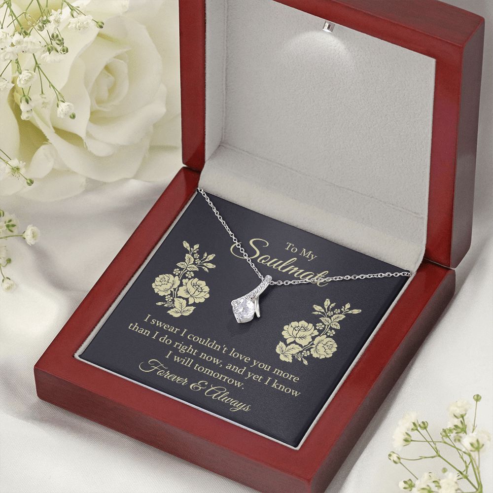 To My Soulmate I Swear I Couldn't Love You Alluring Ribbon Necklace Message Card-Express Your Love Gifts