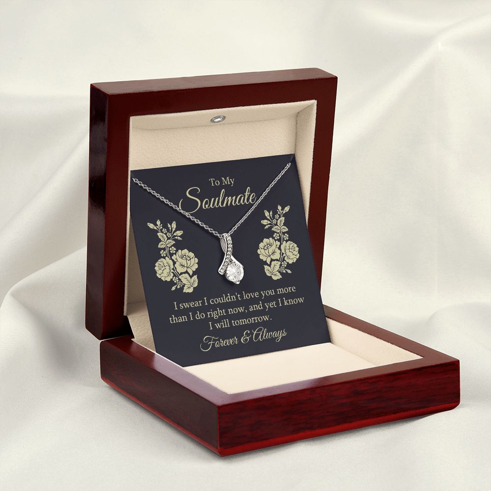 To My Soulmate I Swear I Couldn't Love You Alluring Ribbon Necklace Message Card-Express Your Love Gifts