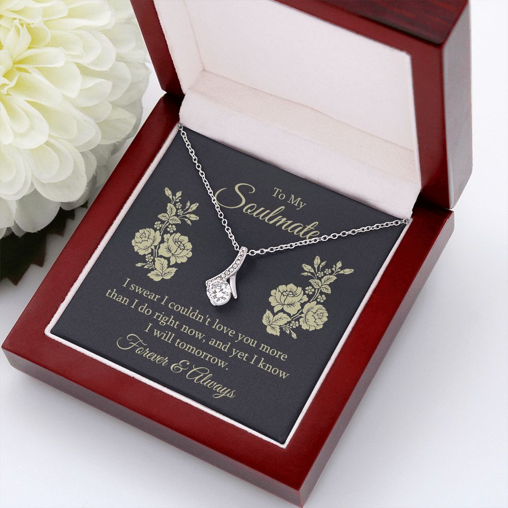 To My Soulmate I Swear I Couldn't Love You Alluring Ribbon Necklace Message Card-Express Your Love Gifts