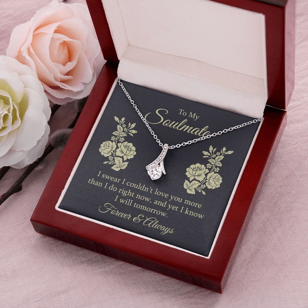 To My Soulmate I Swear I Couldn't Love You Alluring Ribbon Necklace Message Card-Express Your Love Gifts