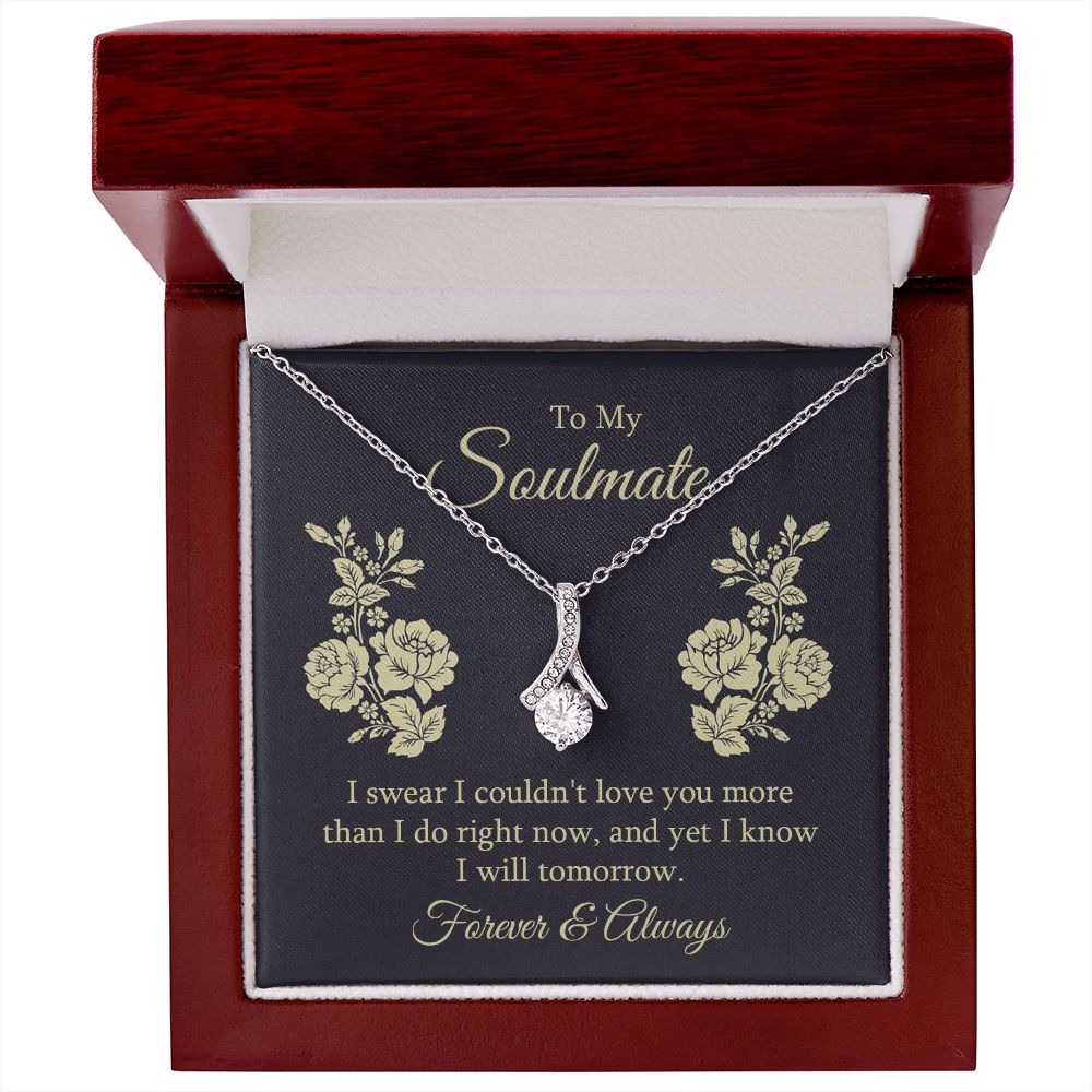 To My Soulmate I Swear I Couldn't Love You Alluring Ribbon Necklace Message Card-Express Your Love Gifts