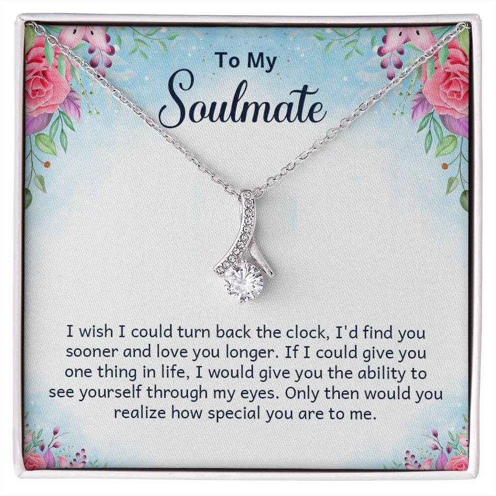 To My Soulmate I Wish I Could Turn Back Alluring Ribbon Necklace Message Card-Express Your Love Gifts