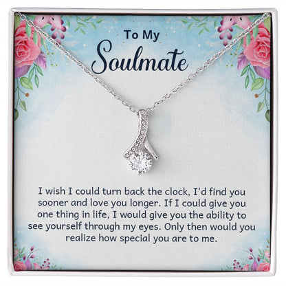 To My Soulmate I Wish I Could Turn Back Alluring Ribbon Necklace Message Card-Express Your Love Gifts