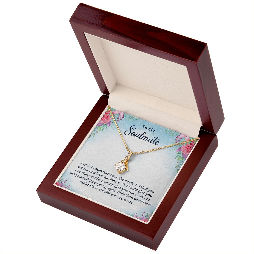To My Soulmate I Wish I Could Turn Back Alluring Ribbon Necklace Message Card-Express Your Love Gifts