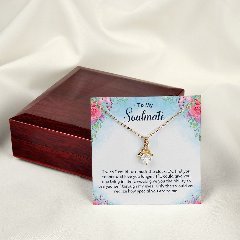 To My Soulmate I Wish I Could Turn Back Alluring Ribbon Necklace Message Card-Express Your Love Gifts