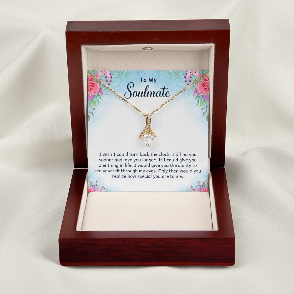 To My Soulmate I Wish I Could Turn Back Alluring Ribbon Necklace Message Card-Express Your Love Gifts
