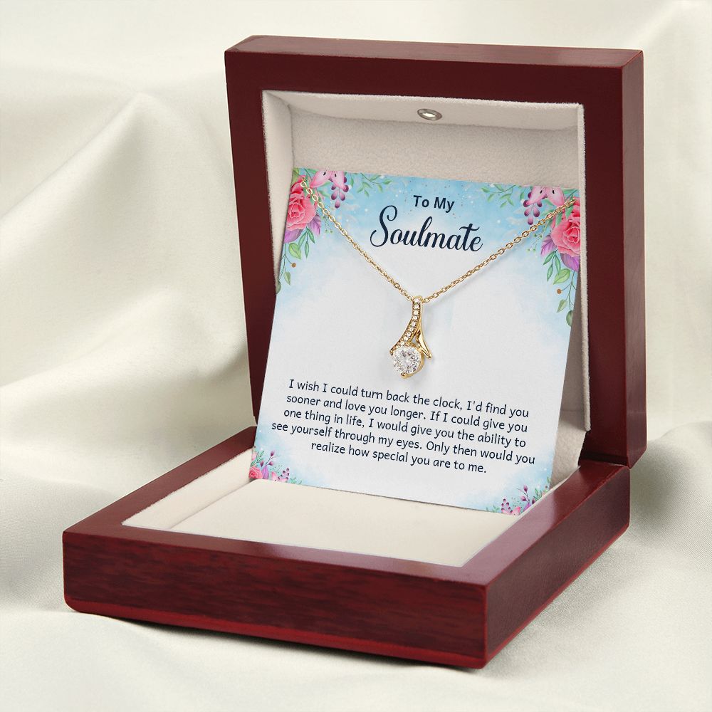 To My Soulmate I Wish I Could Turn Back Alluring Ribbon Necklace Message Card-Express Your Love Gifts