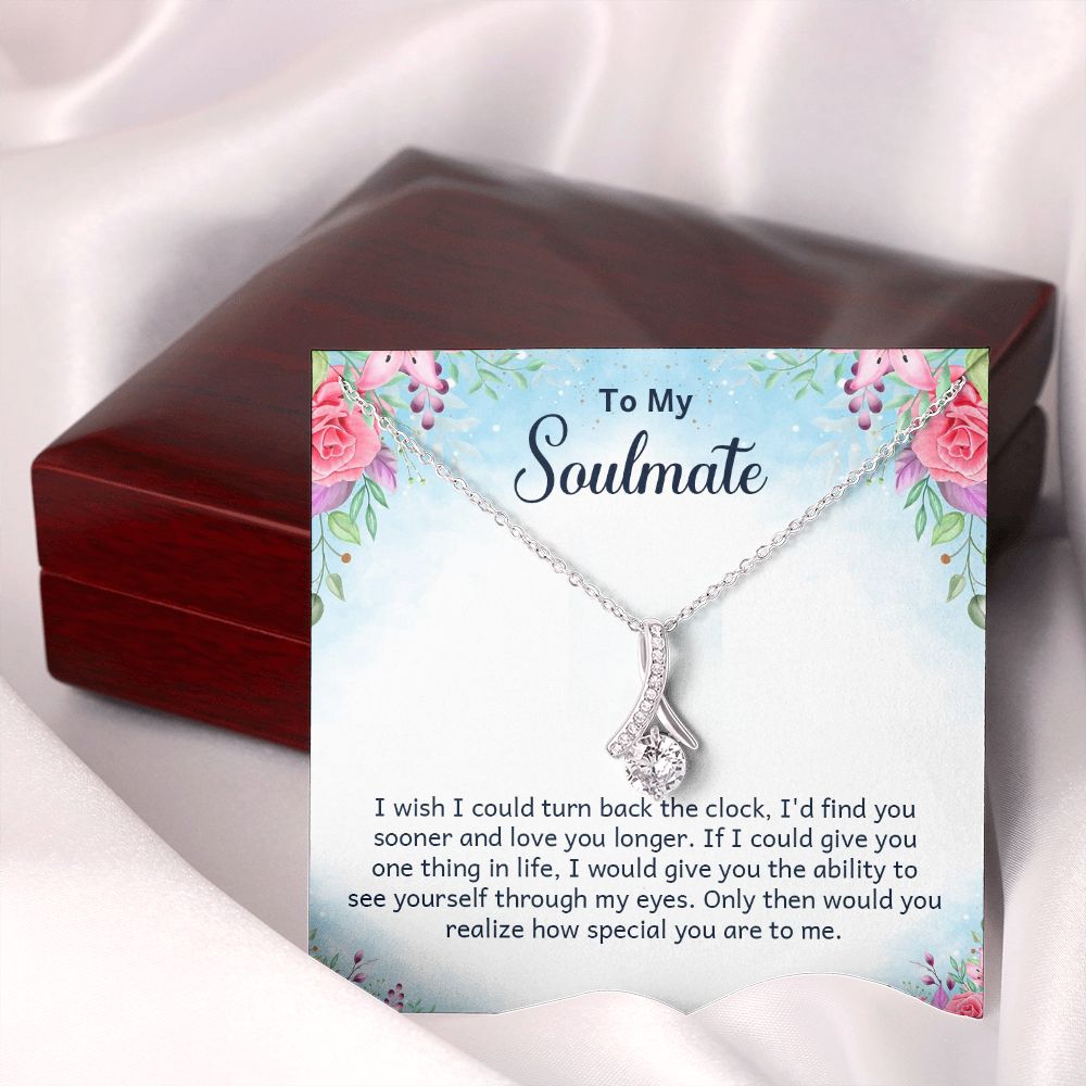 To My Soulmate I Wish I Could Turn Back Alluring Ribbon Necklace Message Card-Express Your Love Gifts