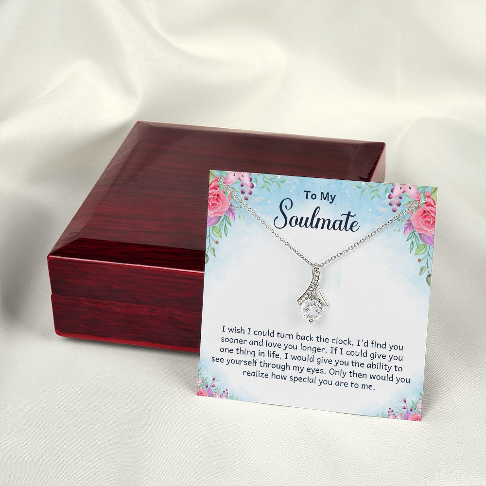 To My Soulmate I Wish I Could Turn Back Alluring Ribbon Necklace Message Card-Express Your Love Gifts