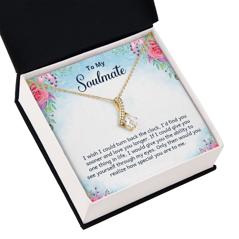 To My Soulmate I Wish I Could Turn Back Alluring Ribbon Necklace Message Card-Express Your Love Gifts