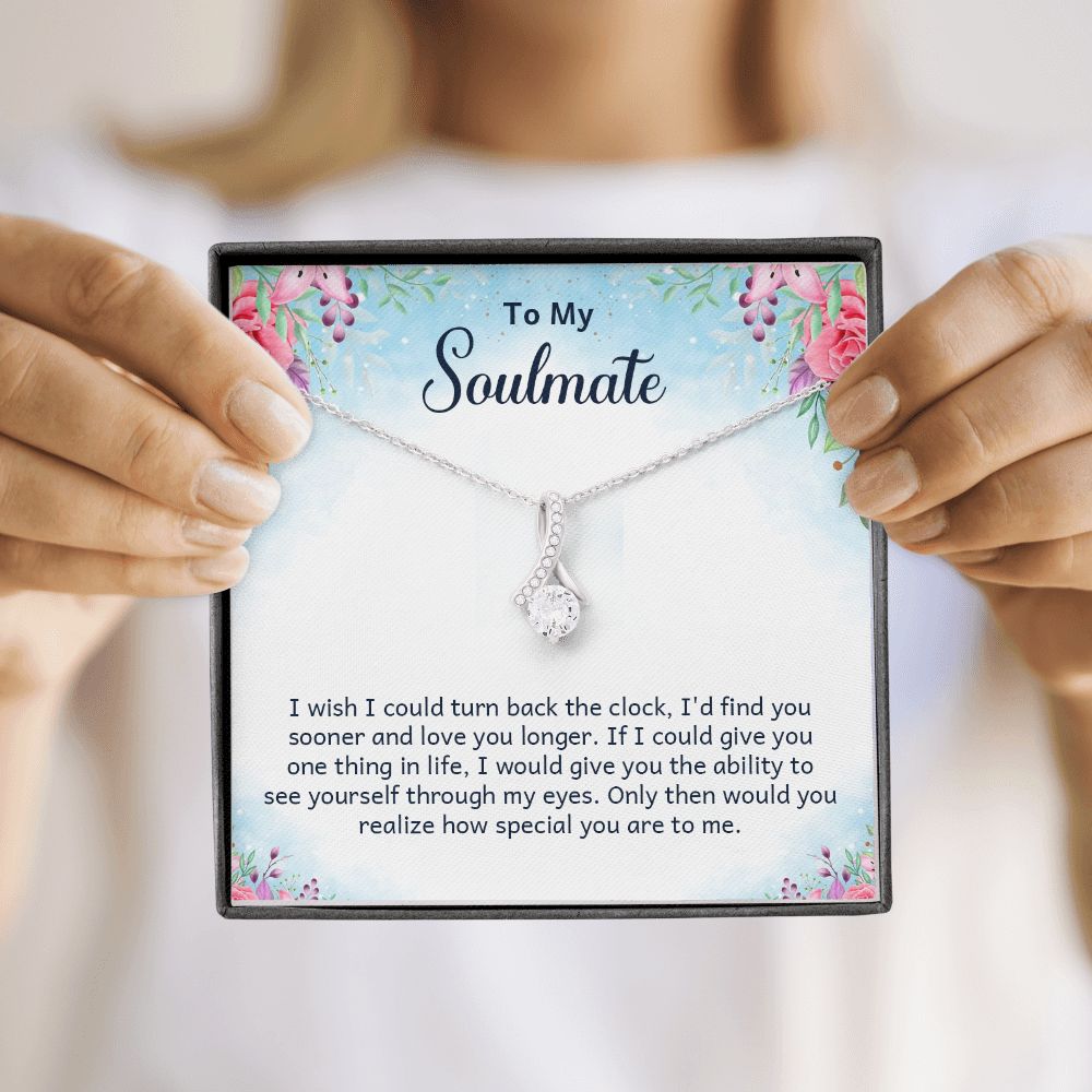 To My Soulmate I Wish I Could Turn Back Alluring Ribbon Necklace Message Card-Express Your Love Gifts