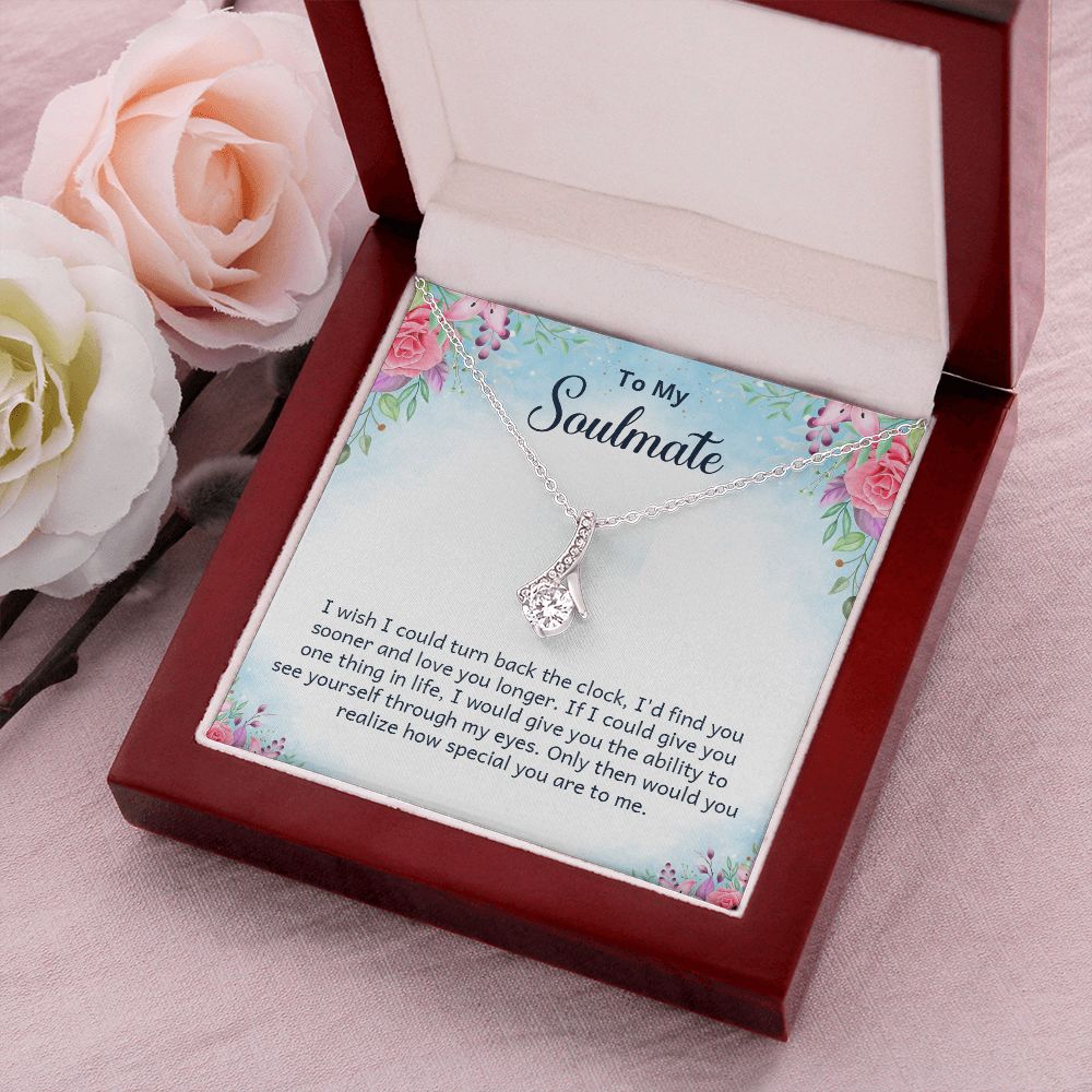 To My Soulmate I Wish I Could Turn Back Alluring Ribbon Necklace Message Card-Express Your Love Gifts