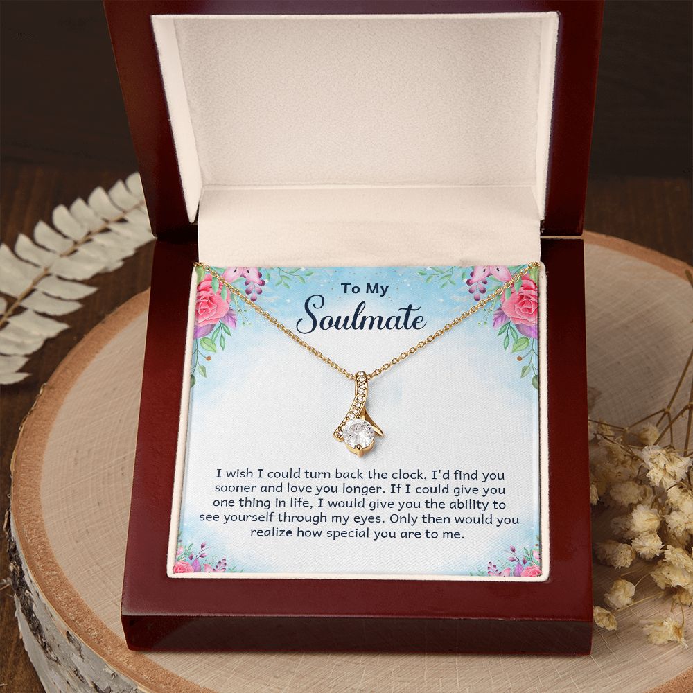To My Soulmate I Wish I Could Turn Back Alluring Ribbon Necklace Message Card-Express Your Love Gifts