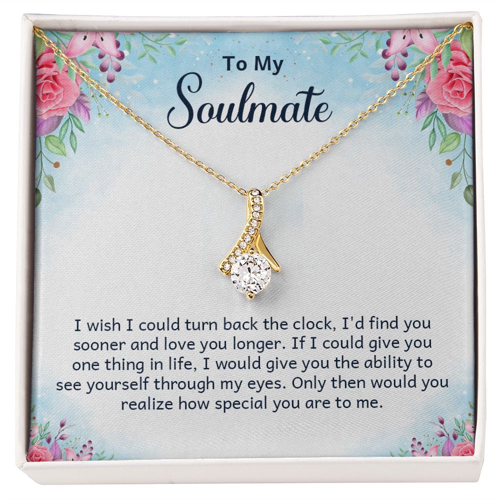 To My Soulmate I Wish I Could Turn Back Alluring Ribbon Necklace Message Card-Express Your Love Gifts