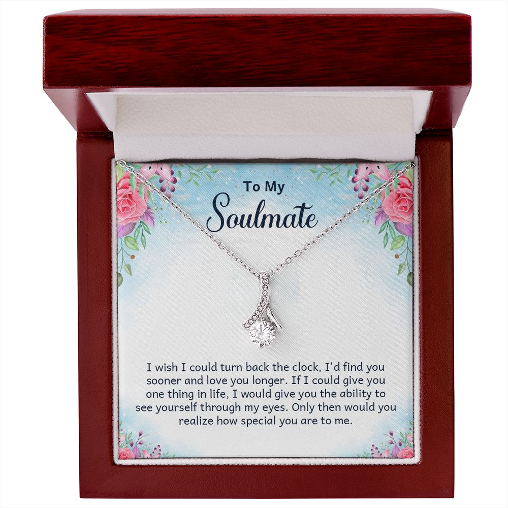 To My Soulmate I Wish I Could Turn Back Alluring Ribbon Necklace Message Card-Express Your Love Gifts