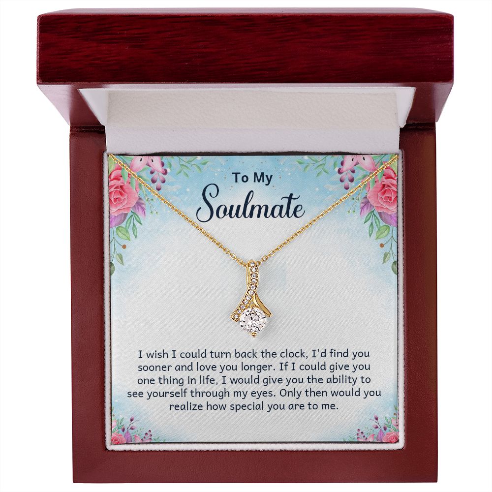 To My Soulmate I Wish I Could Turn Back Alluring Ribbon Necklace Message Card-Express Your Love Gifts