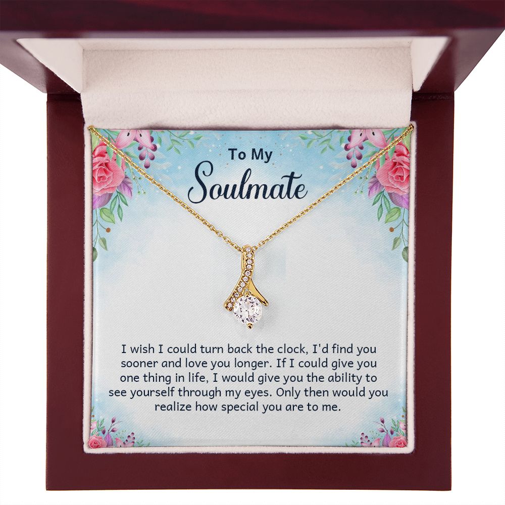 To My Soulmate I Wish I Could Turn Back Alluring Ribbon Necklace Message Card-Express Your Love Gifts