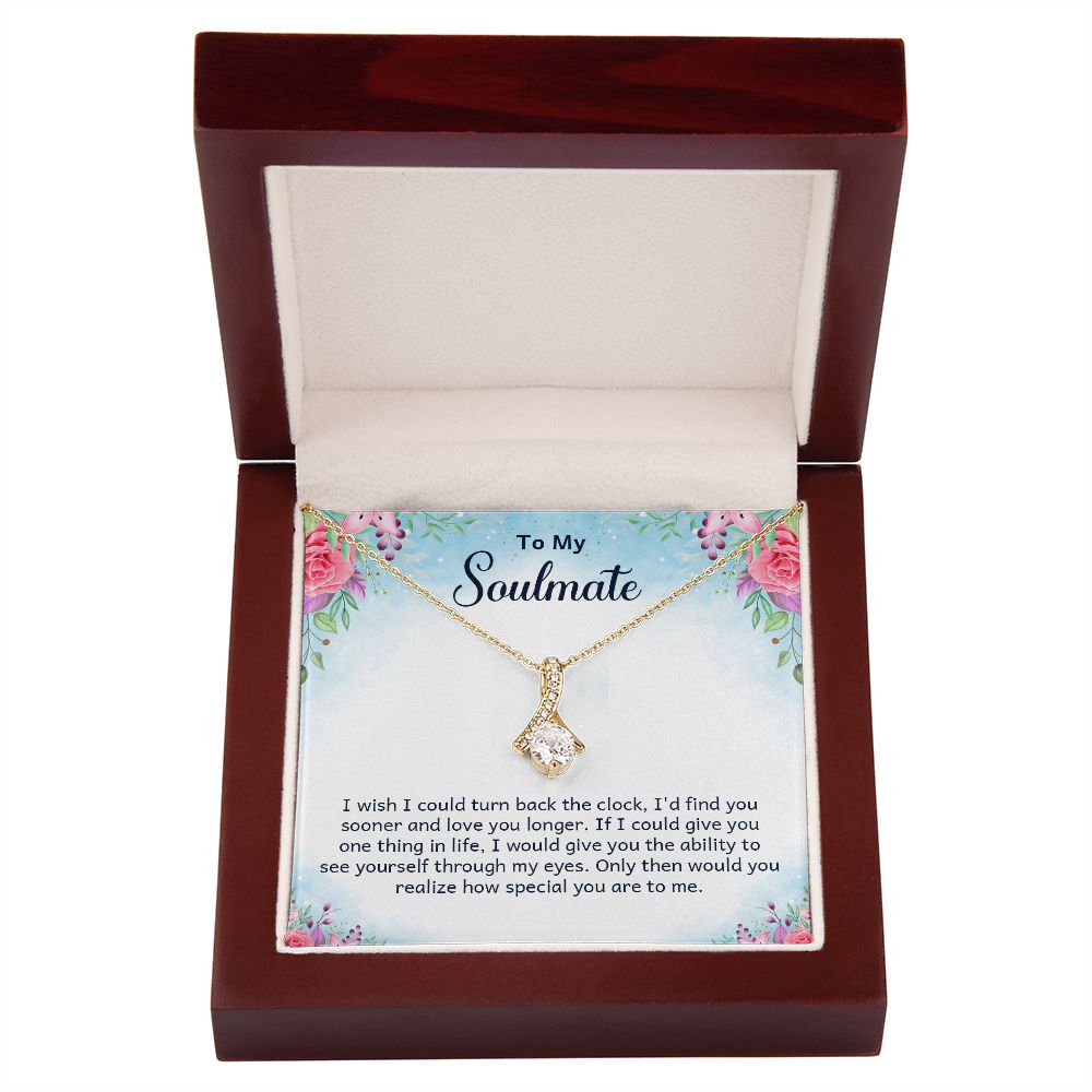 To My Soulmate I Wish I Could Turn Back Alluring Ribbon Necklace Message Card-Express Your Love Gifts