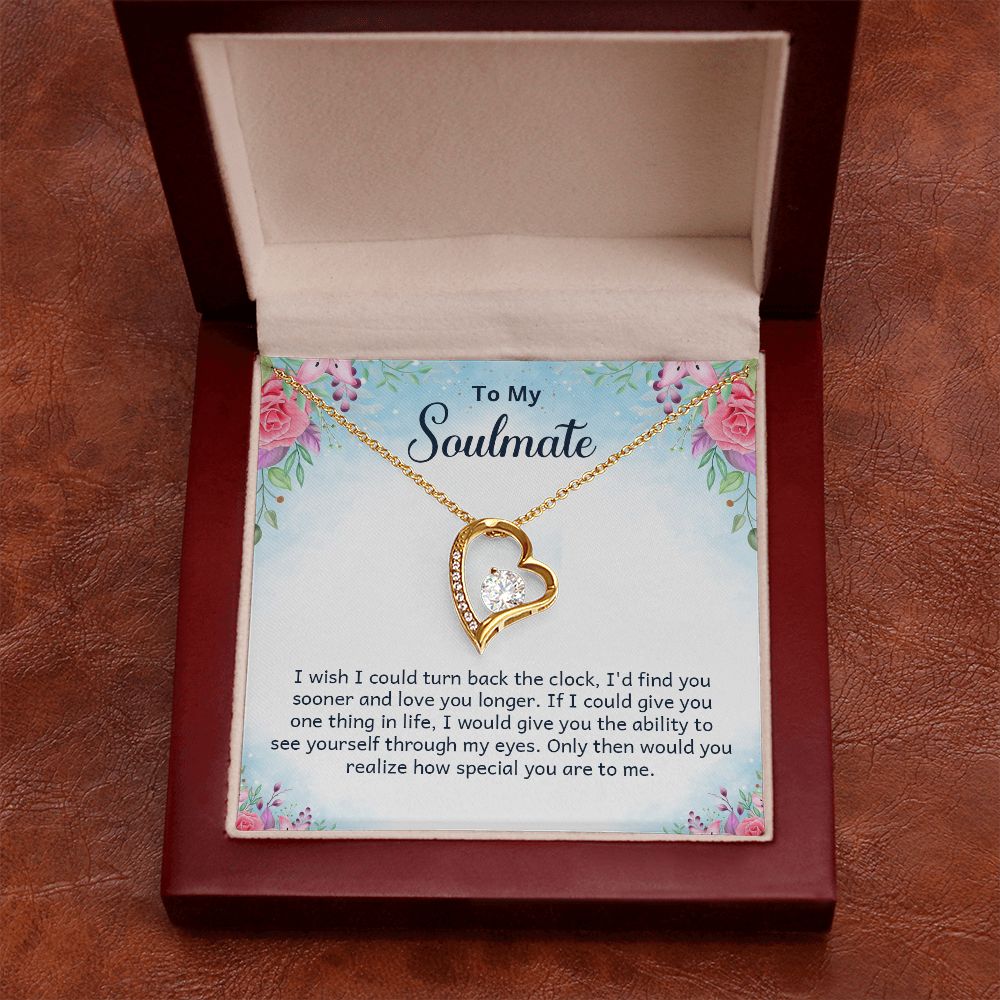 To My Soulmate I Wish I Could Turn Back Forever Necklace w Message Card-Express Your Love Gifts